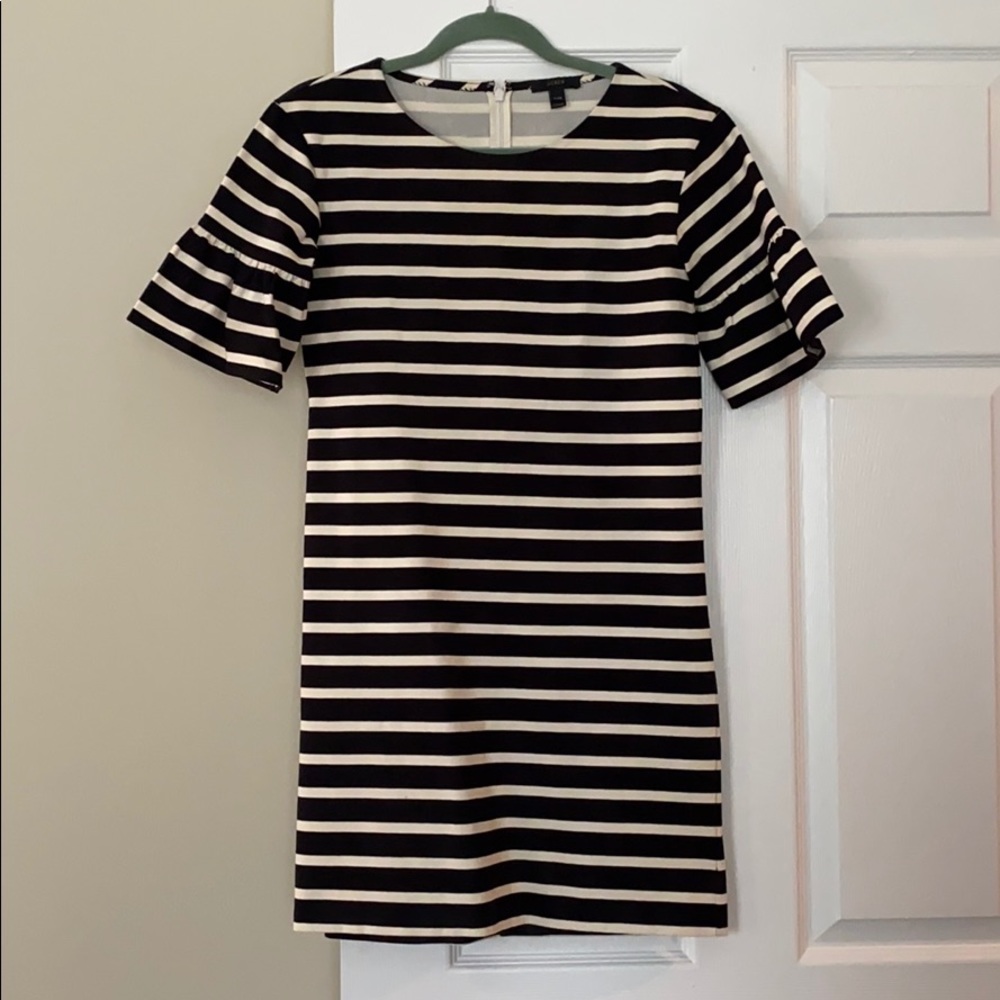 JCrew Black and Cream Stripe Dress